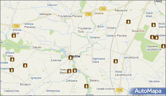 mapa Dąbrówka Nowa gmina Błędów, Dąbrówka Nowa gmina Błędów na mapie Targeo