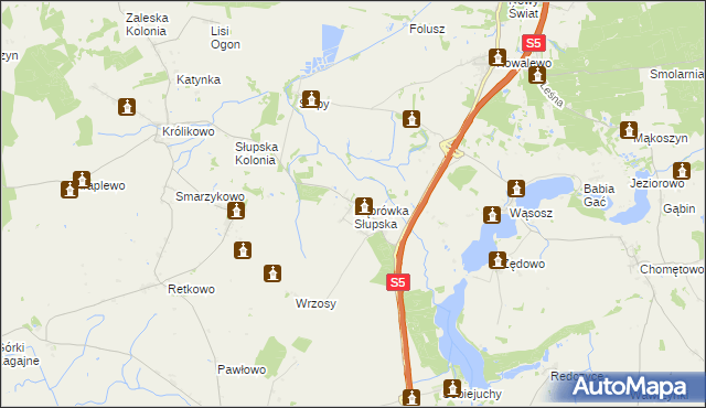 mapa Dąbrówka Słupska, Dąbrówka Słupska na mapie Targeo