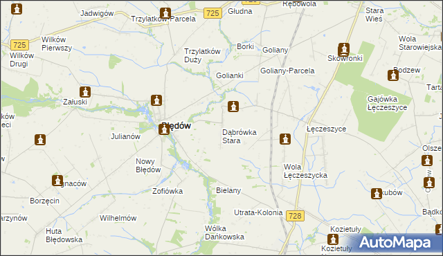 mapa Dąbrówka Stara, Dąbrówka Stara na mapie Targeo