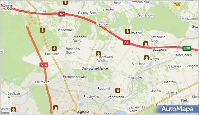 mapa Dąbrówka-Strumiany, Dąbrówka-Strumiany na mapie Targeo