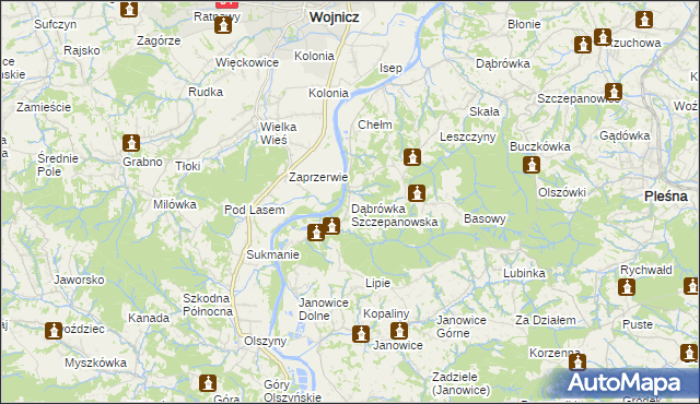 mapa Dąbrówka Szczepanowska, Dąbrówka Szczepanowska na mapie Targeo