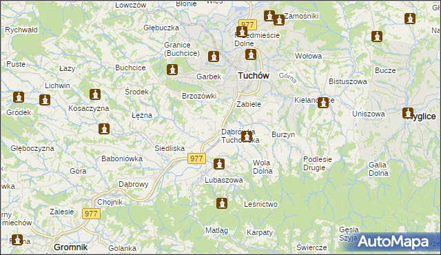 mapa Dąbrówka Tuchowska, Dąbrówka Tuchowska na mapie Targeo