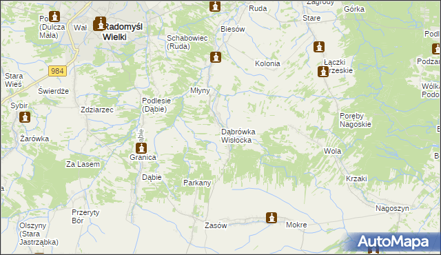 mapa Dąbrówka Wisłocka, Dąbrówka Wisłocka na mapie Targeo