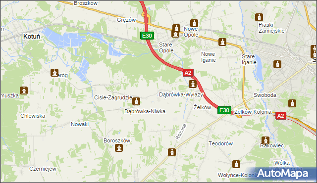 mapa Dąbrówka-Wyłazy, Dąbrówka-Wyłazy na mapie Targeo