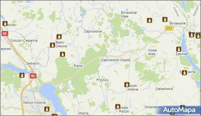 mapa Dąbrowskie-Osada, Dąbrowskie-Osada na mapie Targeo