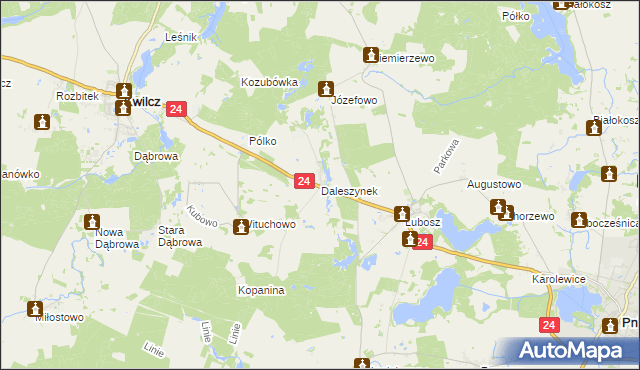 mapa Daleszynek, Daleszynek na mapie Targeo