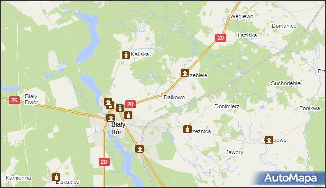 mapa Dalkowo gmina Biały Bór, Dalkowo gmina Biały Bór na mapie Targeo