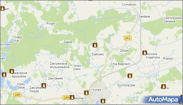 mapa Dalkowo gmina Więcbork, Dalkowo gmina Więcbork na mapie Targeo