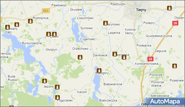 mapa Daniłowce, Daniłowce na mapie Targeo