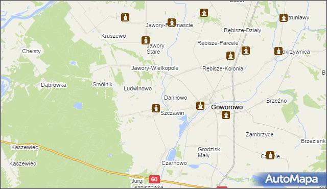 mapa Daniłowo gmina Goworowo, Daniłowo gmina Goworowo na mapie Targeo