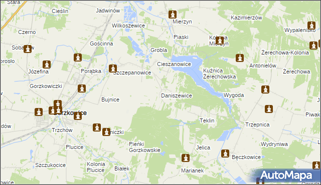 mapa Daniszewice, Daniszewice na mapie Targeo