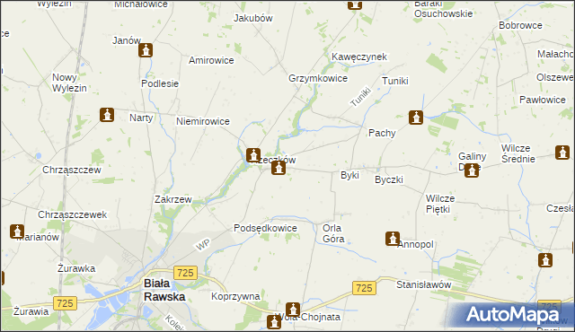 mapa Dańków gmina Biała Rawska, Dańków gmina Biała Rawska na mapie Targeo