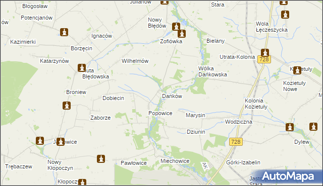 mapa Dańków gmina Błędów, Dańków gmina Błędów na mapie Targeo