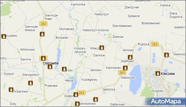 mapa Danków gmina Kleczew, Danków gmina Kleczew na mapie Targeo