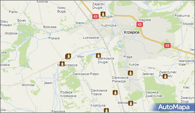 mapa Dankowice Drugie, Dankowice Drugie na mapie Targeo