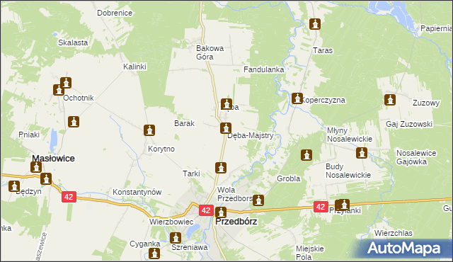 mapa Dęba-Majstry, Dęba-Majstry na mapie Targeo