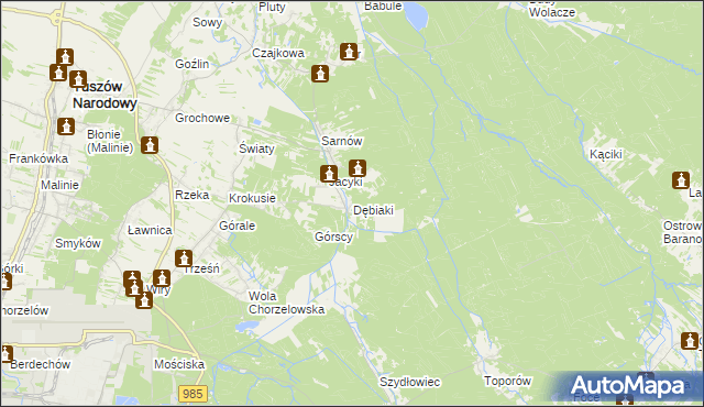 mapa Dębiaki, Dębiaki na mapie Targeo