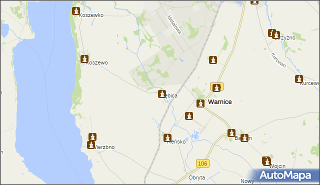 mapa Dębica gmina Warnice, Dębica gmina Warnice na mapie Targeo