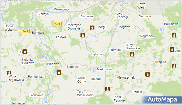 mapa Dębinki gmina Nasielsk, Dębinki gmina Nasielsk na mapie Targeo