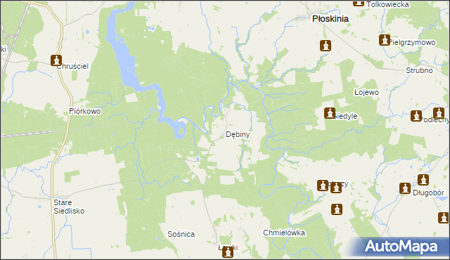 mapa Dębiny gmina Wilczęta, Dębiny gmina Wilczęta na mapie Targeo