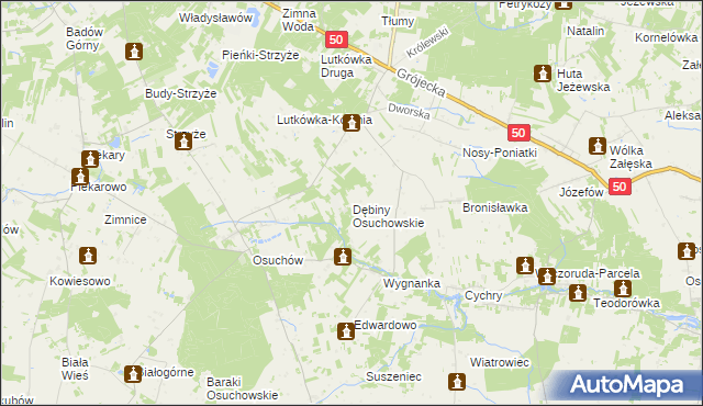 mapa Dębiny Osuchowskie, Dębiny Osuchowskie na mapie Targeo