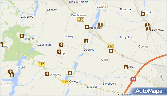 mapa Dębnica gmina Kłecko, Dębnica gmina Kłecko na mapie Targeo