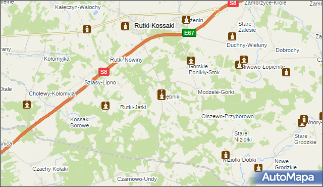 mapa Dębniki gmina Rutki, Dębniki gmina Rutki na mapie Targeo