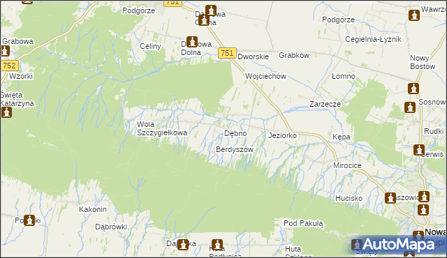 mapa Dębno gmina Nowa Słupia, Dębno gmina Nowa Słupia na mapie Targeo