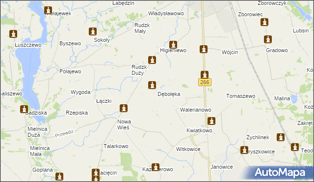 mapa Dębołęka gmina Piotrków Kujawski, Dębołęka gmina Piotrków Kujawski na mapie Targeo