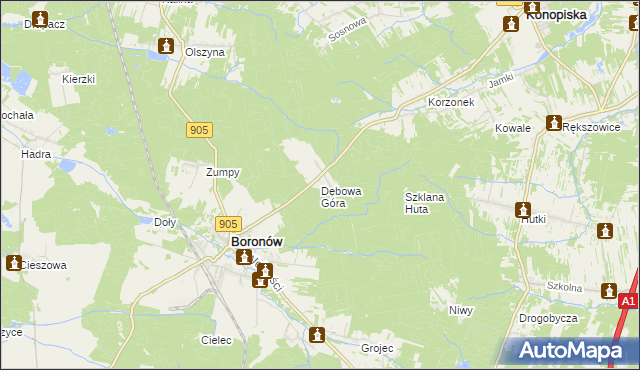 mapa Dębowa Góra gmina Boronów, Dębowa Góra gmina Boronów na mapie Targeo