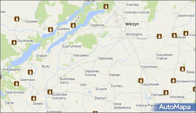 mapa Dębówiec gmina Wilczyn, Dębówiec gmina Wilczyn na mapie Targeo