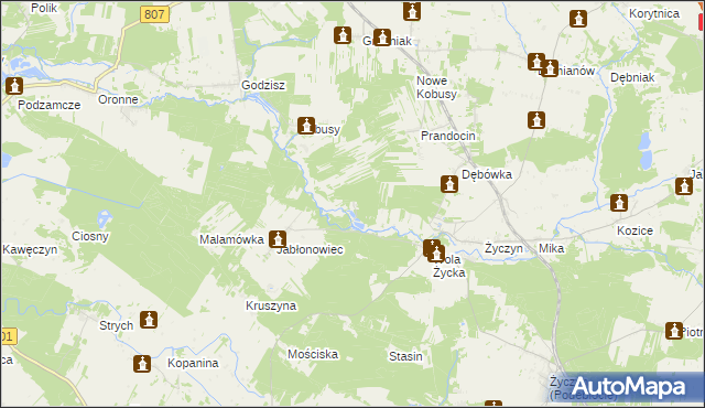 mapa Dębówka gmina Trojanów, Dębówka gmina Trojanów na mapie Targeo