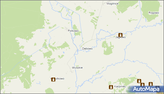 mapa Dębowo gmina Sztabin, Dębowo gmina Sztabin na mapie Targeo