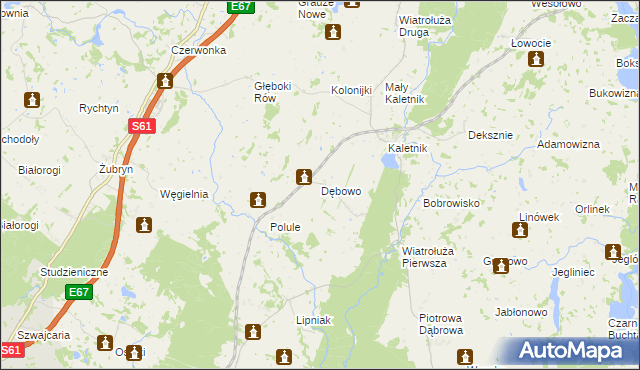 mapa Dębowo gmina Szypliszki, Dębowo gmina Szypliszki na mapie Targeo