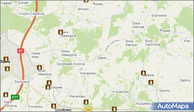 mapa Dębsk gmina Szydłowo, Dębsk gmina Szydłowo na mapie Targeo