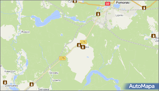 mapa Dębsko gmina Kalisz Pomorski, Dębsko gmina Kalisz Pomorski na mapie Targeo