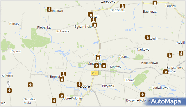 mapa Dęby gmina Dobre, Dęby gmina Dobre na mapie Targeo