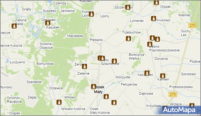 mapa Dęby Szlacheckie, Dęby Szlacheckie na mapie Targeo