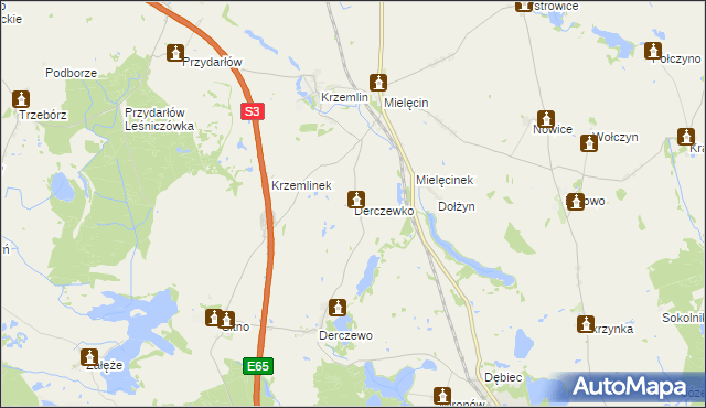 mapa Derczewko, Derczewko na mapie Targeo