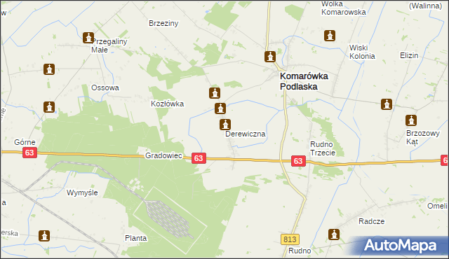 mapa Derewiczna, Derewiczna na mapie Targeo