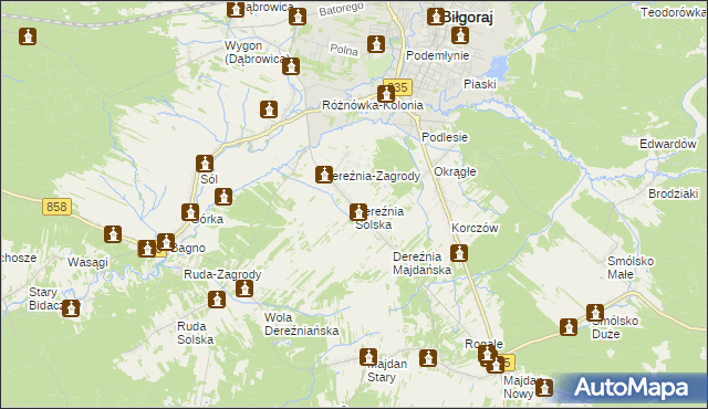 mapa Dereźnia Solska, Dereźnia Solska na mapie Targeo