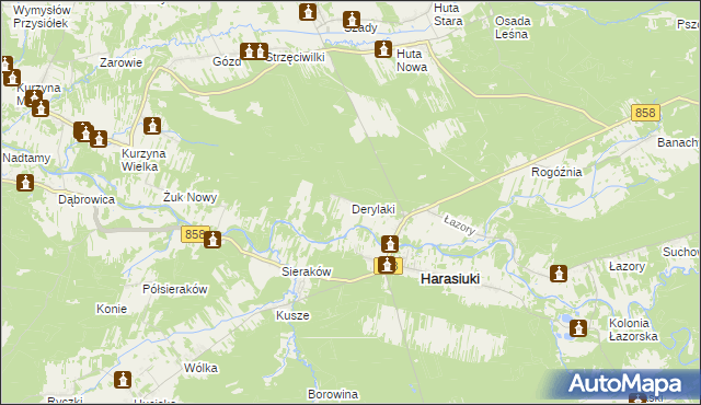 mapa Derylaki, Derylaki na mapie Targeo