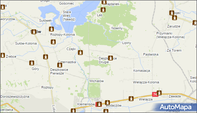 mapa Deszkowice Drugie, Deszkowice Drugie na mapie Targeo