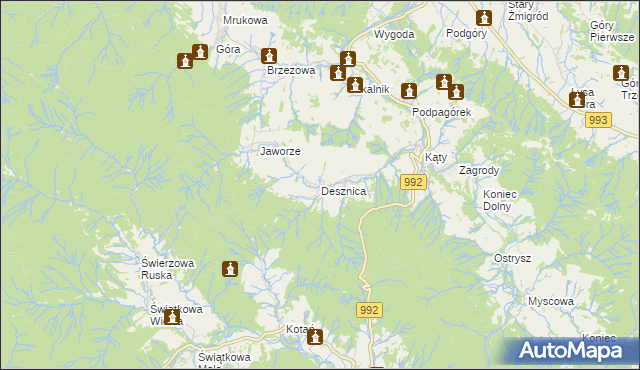 mapa Desznica, Desznica na mapie Targeo