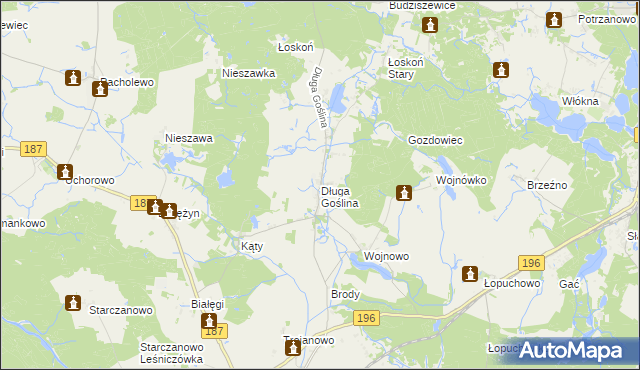 mapa Długa Goślina, Długa Goślina na mapie Targeo