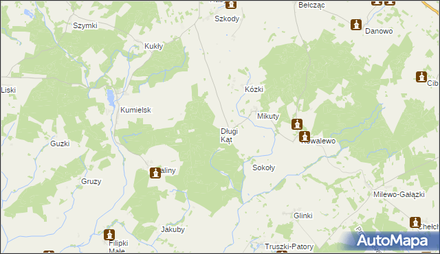 mapa Długi Kąt gmina Biała Piska, Długi Kąt gmina Biała Piska na mapie Targeo