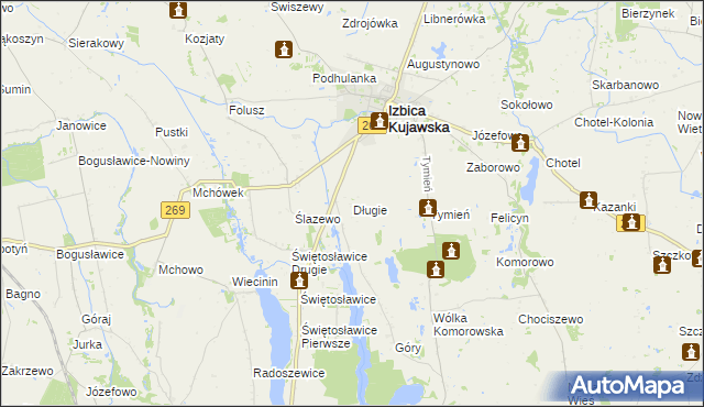 mapa Długie gmina Izbica Kujawska, Długie gmina Izbica Kujawska na mapie Targeo