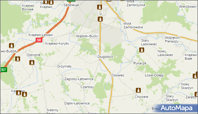 mapa Długobórz Drugi, Długobórz Drugi na mapie Targeo