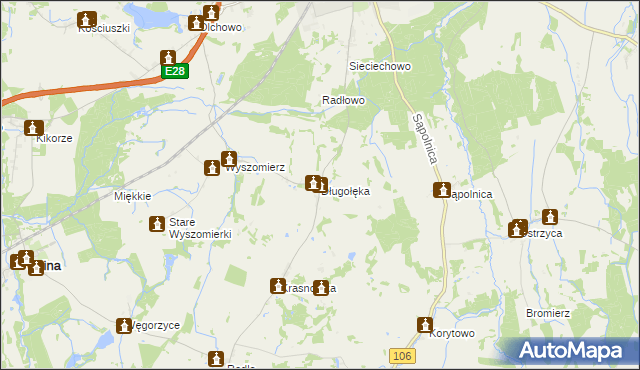 mapa Długołęka gmina Nowogard, Długołęka gmina Nowogard na mapie Targeo