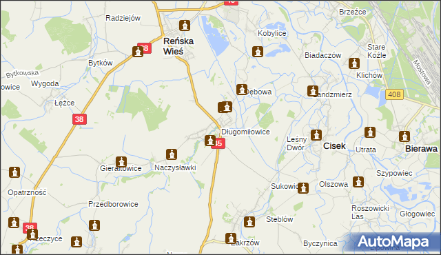 mapa Długomiłowice, Długomiłowice na mapie Targeo